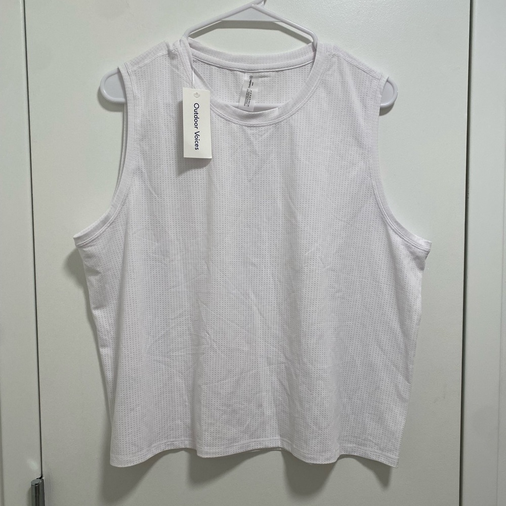 Outdoor Voices Tank Top Womens XL White NWT Perforated Mesh Activewear